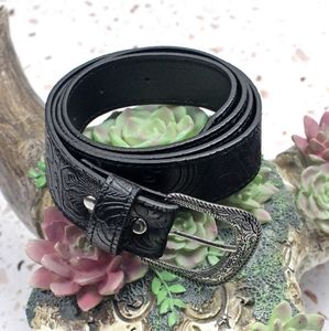 Tooled Faux Leather Belt